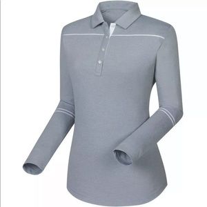 FootJoy Sun Protection Grey Long Sleeve Polo Shirt Large Retail $95 EUC!